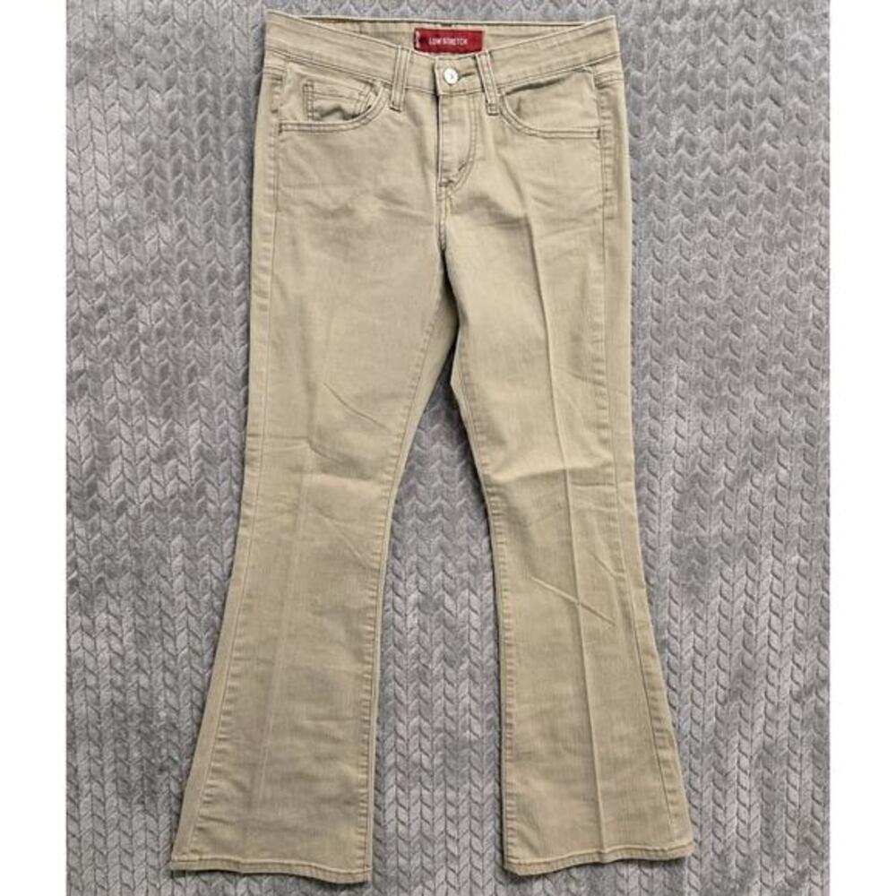 VINTAGE Levis 519 Jeans Juniors 5 Medium Khaki Low Rise Flared‎ Leg Stretch Y2K